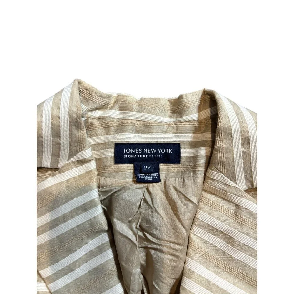 Jones New York Women's Tan & White Casual Short Blazer - Picture 5 of 8